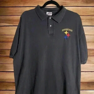 Hanes Pittsburgh Steelers Men’s XL Vintage 1990’s Black Golf Polo Shirt